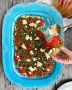 Garlic Roast Peppers on Creamy Papula: A Plant-Forward Feast