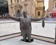 Mayor Apologises After Pavarotti Statue 'Trapped' in Christmas Ice Rink