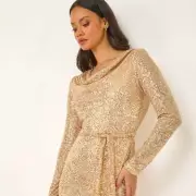 Roman's £60 Gold Sequin Party Dress Now £45 for Christmas