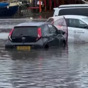 Seven Cars Submerged as Thames High Tide Floods Pub Car Park