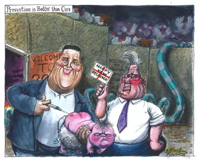 Martin Rowson's 2026 Cartoon Satirises Starmer and Streeting's NHS Stance