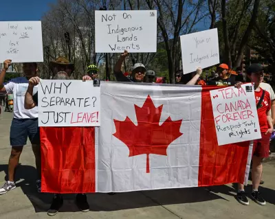 First Nations Protest Alberta Independence Rally in Edmonton Amid US Separatist Talks