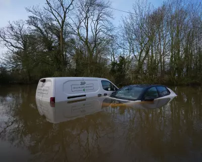 Vehicles Abandoned in Flooded Leicestershire Ford as UK Rain Persists
