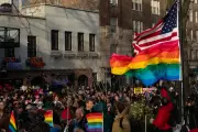 Trans Activists Rally at Stonewall with Pride Flags, Marking Historic Site