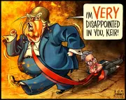 Ben Jennings' Cartoon Satirizes Trump, Starmer, and Iran War Tensions