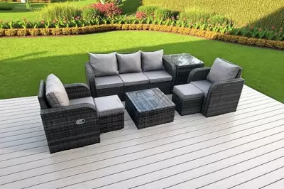 7-Seater Rattan Garden Furniture Set with Reclining Chairs Drops to £579 on Wowcher