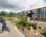 Climate-Adapted Playground Transforms Flooded School Yard in London