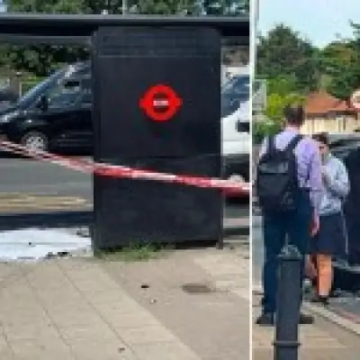 Car crashes into bus stop queue in north London, two injured
