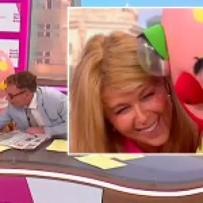 Mr Blobby causes chaos on GMB as Kate Garraway falls off chair