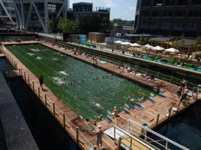 Sea Lanes Canary Wharf Opens: First Natural Water Pool in London