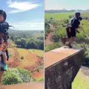 Bungee instructor who 'forgot to attach rope' seen leaping off bridge with kids