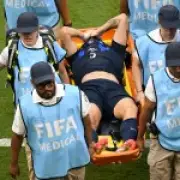 Man Utd's Ugarte stretchered off in tears as Uruguay exit World Cup