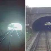 Rail workers seconds from being crushed by London passenger train in near-miss