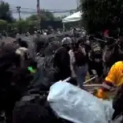 Riot Police Clash with Protesters Throwing Stones Outside World Cup Opening Ceremony