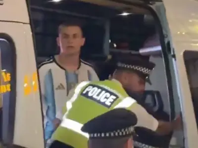 Argentina fan 'rescued' by police after World Cup clash with England fans