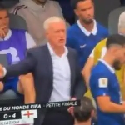 Rayan Cherki clashes with Deschamps during France's World Cup loss to England