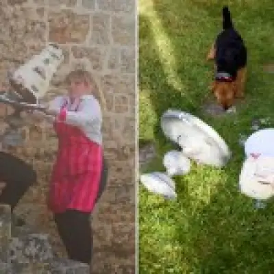Staged wedding cake drop sparks debate over waste and craftsmanship
