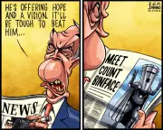 Ben Jennings Cartoon: Nigel Farage as Deadliest Foe