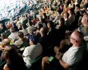 England fans at Wimbledon follow World Cup on phones during tennis