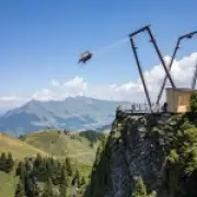 Giant swing opens 6,923 feet above Swiss Alps valley