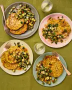 Meera Sodha's Beijing-style courgette pancakes with hot honey cucumbers recipe