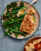 Quick Pine-Nut Crusted Feta, Roasted Broccoli and Radish Salad Recipe