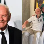 Sir Anthony Hopkins, 88, unrecognisable in England shirt at World Cup