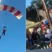 Skydiver crashes hard while carrying giant US flag at Folsom rodeo