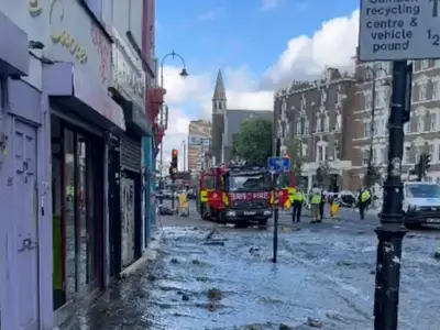 Kentish Town flooding: Burst pipe 'explosion' may close road for weeks