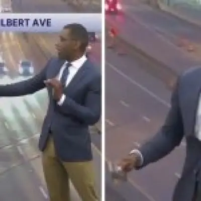 TV Anchor's Live On-Air Swear Slip After Witnessing Crash