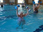 Joan Brooks, 99, Marks 100th Birthday with Aqua-Aerobics and Wine