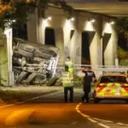 Lorry plunges 20ft from M3 bridge in Hampshire, driver trapped
