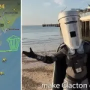 Pilot draws giant bin in sky over Clacton ahead of Farage by-election