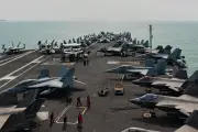 US Navy aircraft carrier USS George Washington arrives in Middle East to relieve troubled USS Lincoln