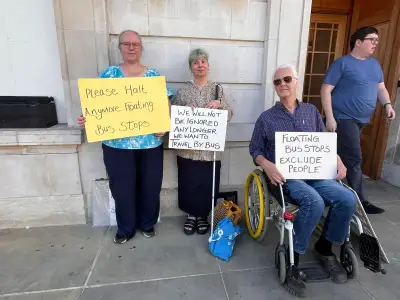 Disabled Londoners protest Hackney floating bus stops over safety fears